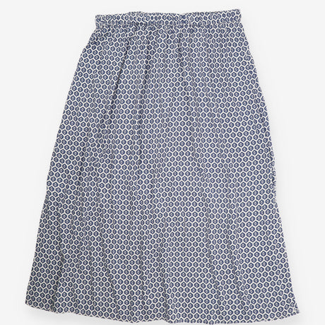 Navy Cream Geometric Print Maxi Skirt Tie Waist