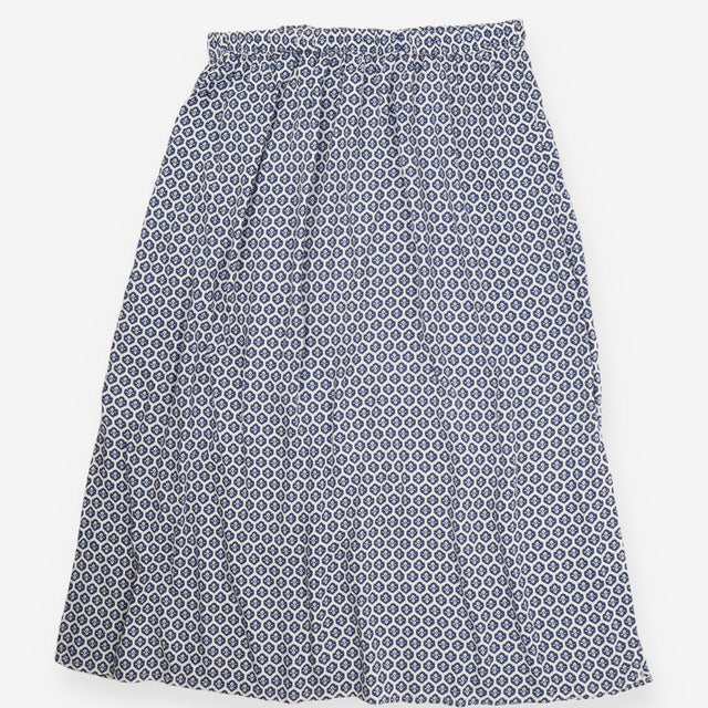 Navy Cream Geometric Print Maxi Skirt Tie Waist