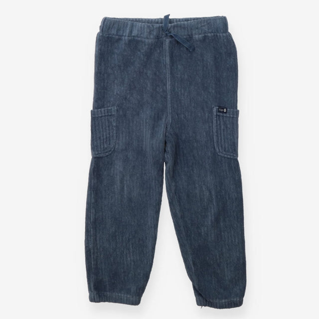 Blue Ribbed Velour Leggings 