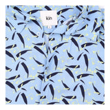 Shirt Pale Blue Bird Print Short Sleeve