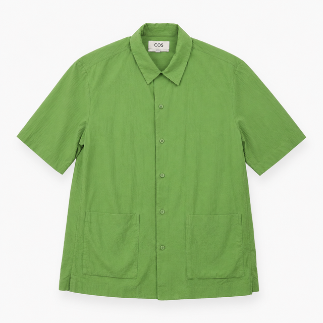 Sage Green Seersucker Short Sleeve Relaxed Shirt
