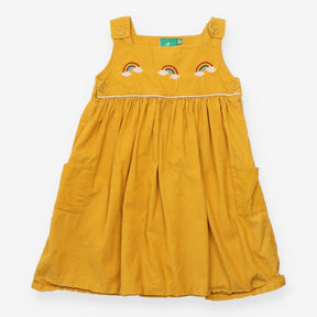 Pinafore cord yellow rainbow