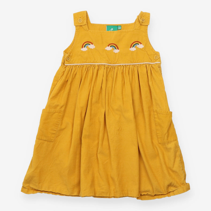 Pinafore cord yellow rainbow