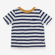 T-shirt navy and white stripe with yellow collar