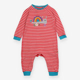 Sleepsuit Red Stripe with Snail Applique