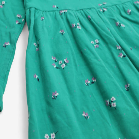 Dress Long Sleeve Jersey Green with Purple Flowers