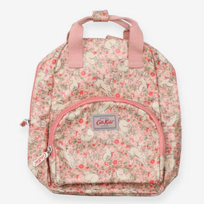 Kids back pack pink white rabbits
