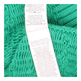 Cable Crew Sweater Green with Ribbed Collar
