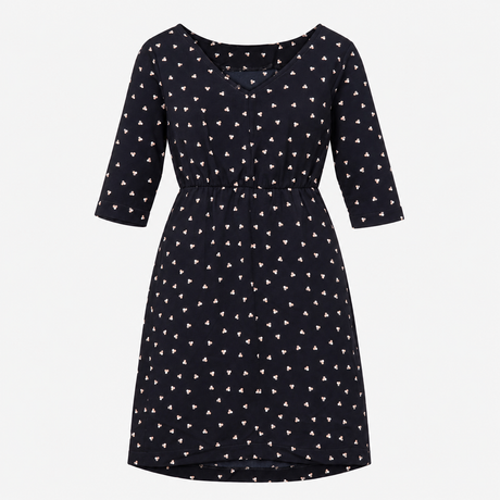 Black Geometric Print 3/4 Sleeve Maternity Dress