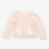 Pink striped jersey jacket with white pockets
