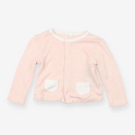 Pink striped jersey jacket with white pockets