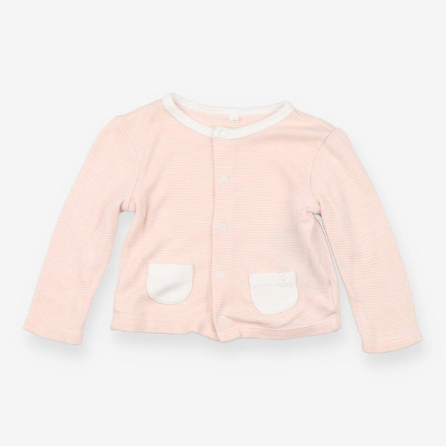 Pink striped jersey jacket with white pockets