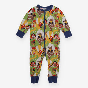 Sleepsuit long sleeved zip in farm