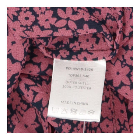 Ditsy floral high neck blouse top, pink and navy