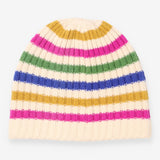 Knit Hat Cream Multicolour Striped Ribbed Beanie