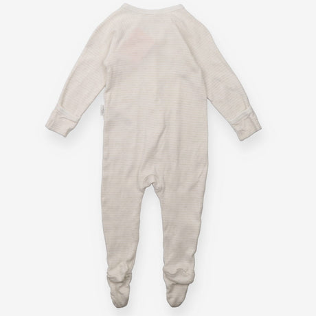 White sleepsuit with beige stripes