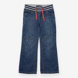 Jeans Pull on Heart Knees Blue and Grey Stripe 