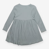 Ribbed dress blue with embroidered flower