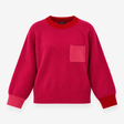 Colourblock Wool Blend Crew Neck Jumper Pink Red