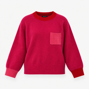Colourblock Wool Blend Crew Neck Jumper Pink Red