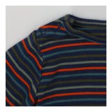 Navy t-shirt long sleeve green/orange striped