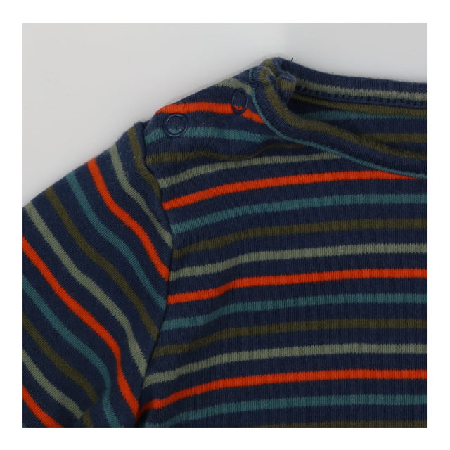 Navy t-shirt long sleeve green/orange striped