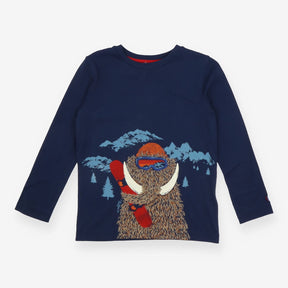 T-shirt navy long sleeve woolly mammoth