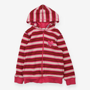 Hoodie Pink Stripe Heart Applique