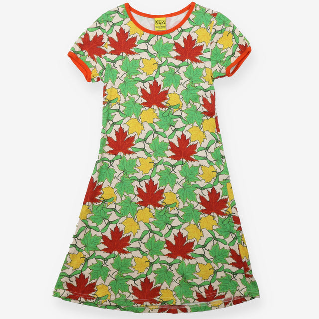 Dress jersey short sleeve autumn leaves