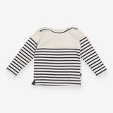 Tee LS Navy Blue striped  - shoulder buttons
