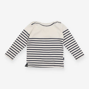 Tee LS Navy Blue striped  - shoulder buttons