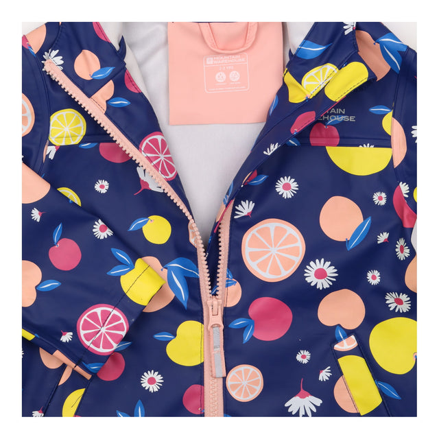 Raincoat Blue Fruit and Daisy Print
