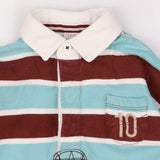 Tee rugby shirt brown blue stripe