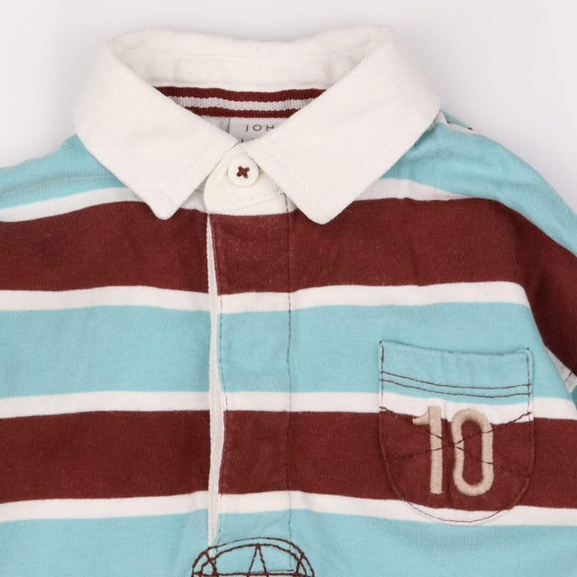 Tee rugby shirt brown blue stripe