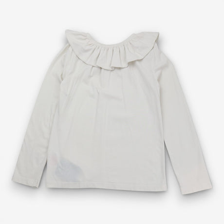 Cream frill collar long sleeve t-shirt