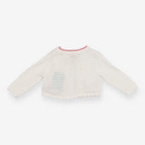 Cardigan Knit White Pink Butterfly Pockets