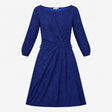 Dress Navy Blue Micro Spot Print Wrap Front Long S