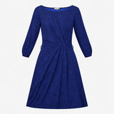 Dress Navy Blue Micro Spot Print Wrap Front Long S