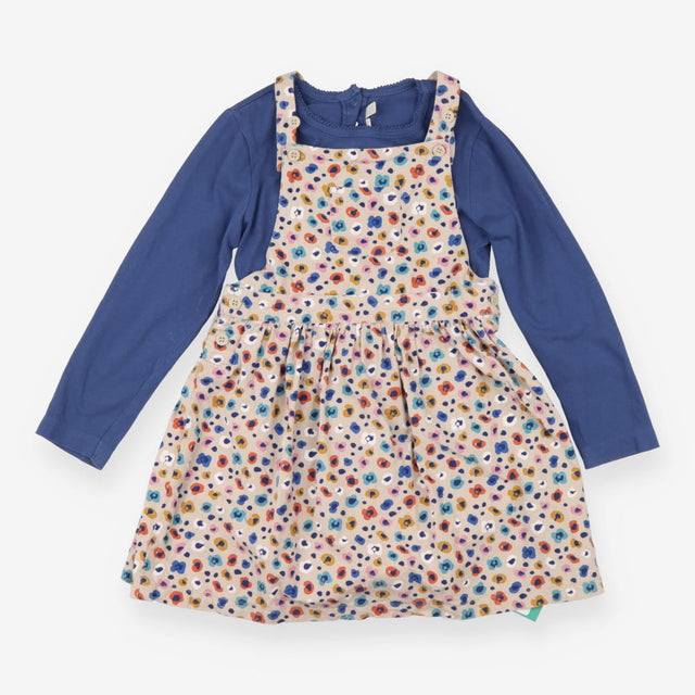 Outfit cord multi leopard print pinafore and top 