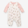 Outfit dungaree white floral and bodysuit long sle