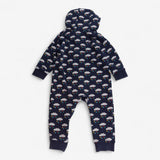 Onesie navy zip rainclouds