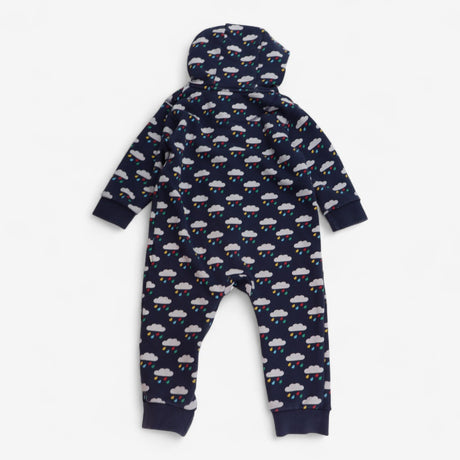 Onesie navy zip rainclouds