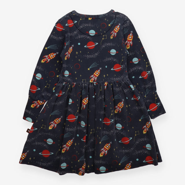 Dress jersey blue rocket ship planets Moromini