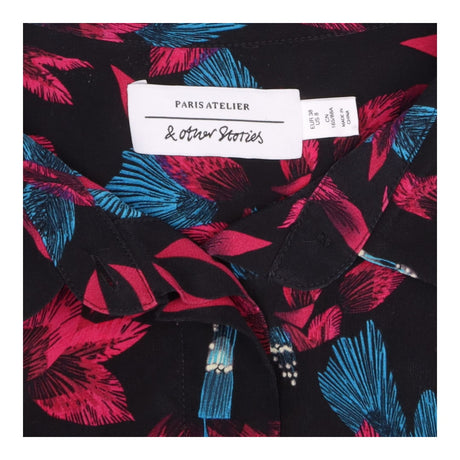 Floral Blouse Black Pink Long Sleeve