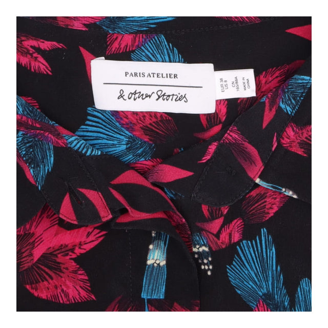 Floral Blouse Black Pink Long Sleeve