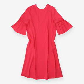 Pink Fluted Sleeve Bow Dress 