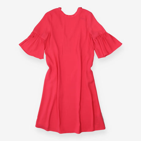 Pink Fluted Sleeve Bow Dress 