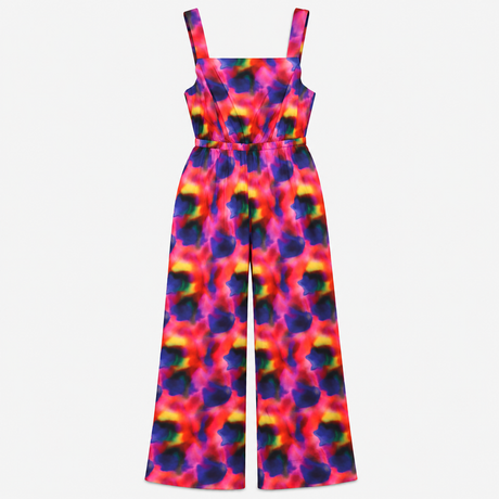 Jumpsuit Abstract Print Wide Leg Cotton