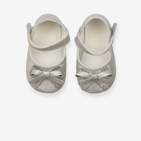 Silver Sparkly Shoes with Bow