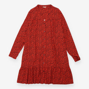 Shirt Dress Navy Red Heart Print Long Sleeve Tiere